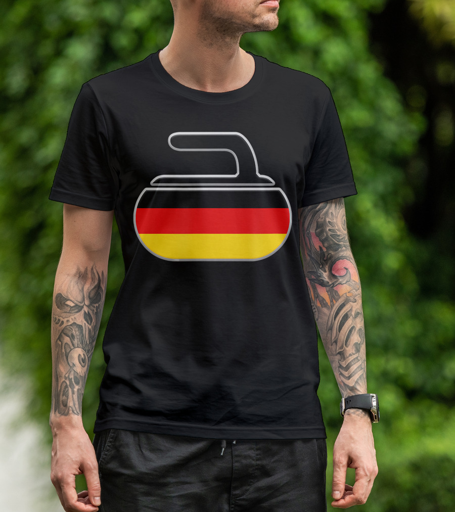 Vintage Curling Stone Germany German Flag Curling T-Shirt