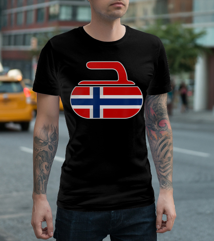 Vintage Norwegian Curling Stone Norway Flag T-Shirt
