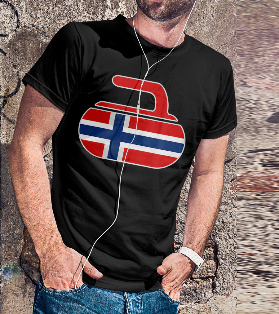 Vintage Norwegian Curling Stone Norway Flag T-Shirt