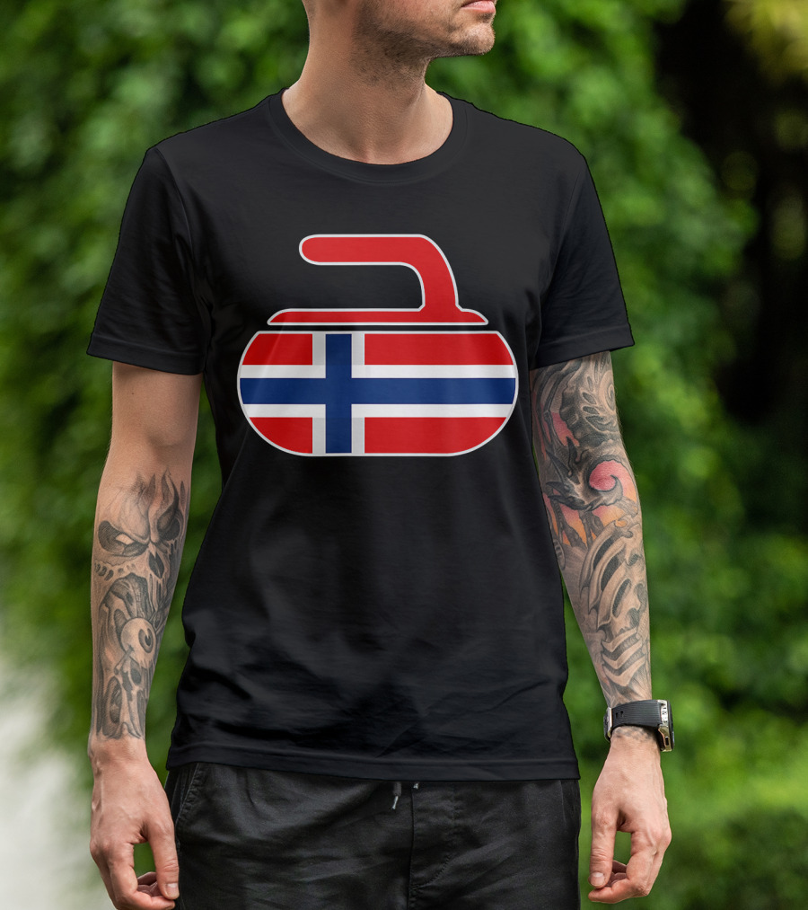 Vintage Norwegian Curling Stone Norway Flag T-Shirt