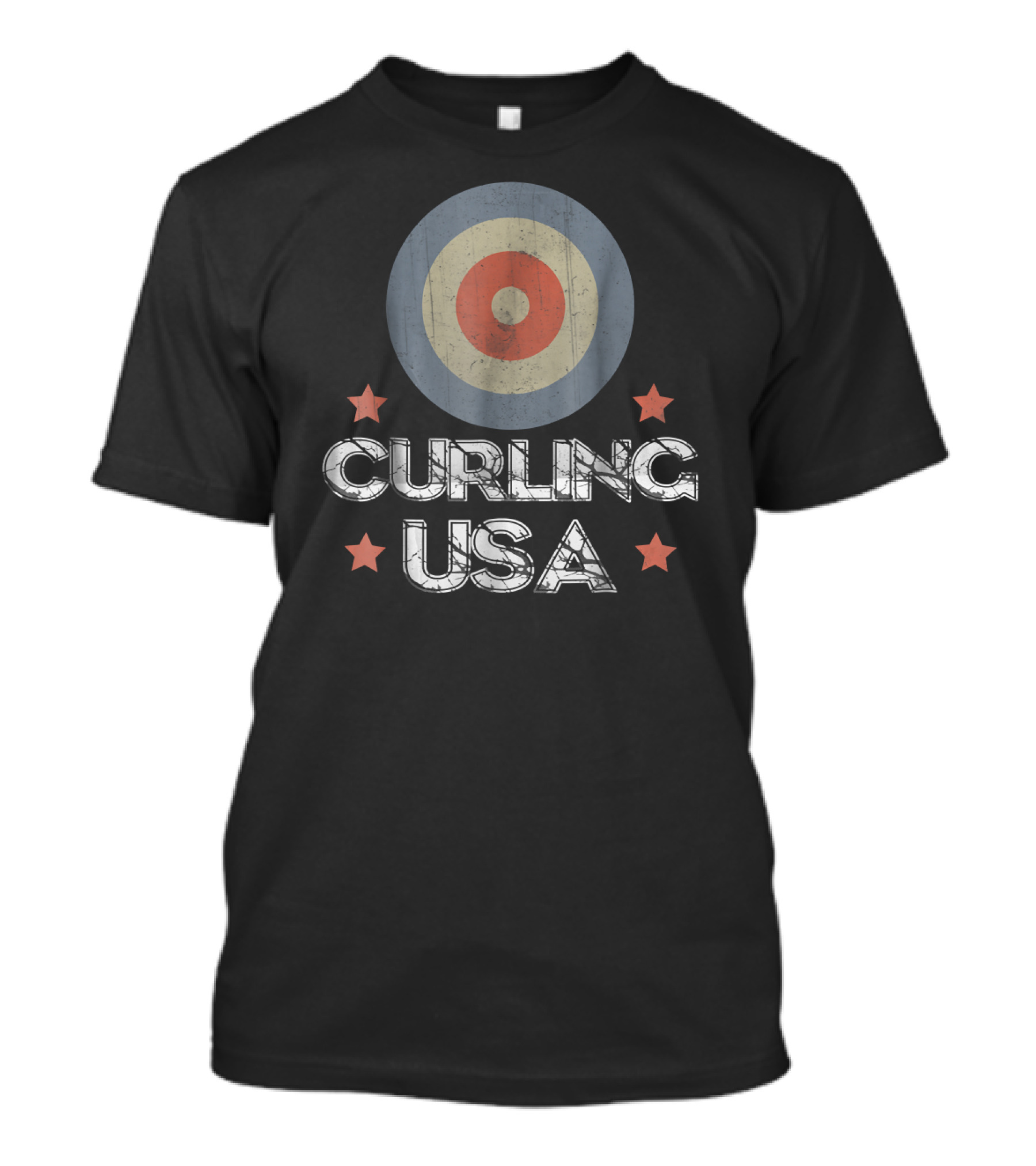 Vintage Curling USA Stone Target Stars T-Shirt