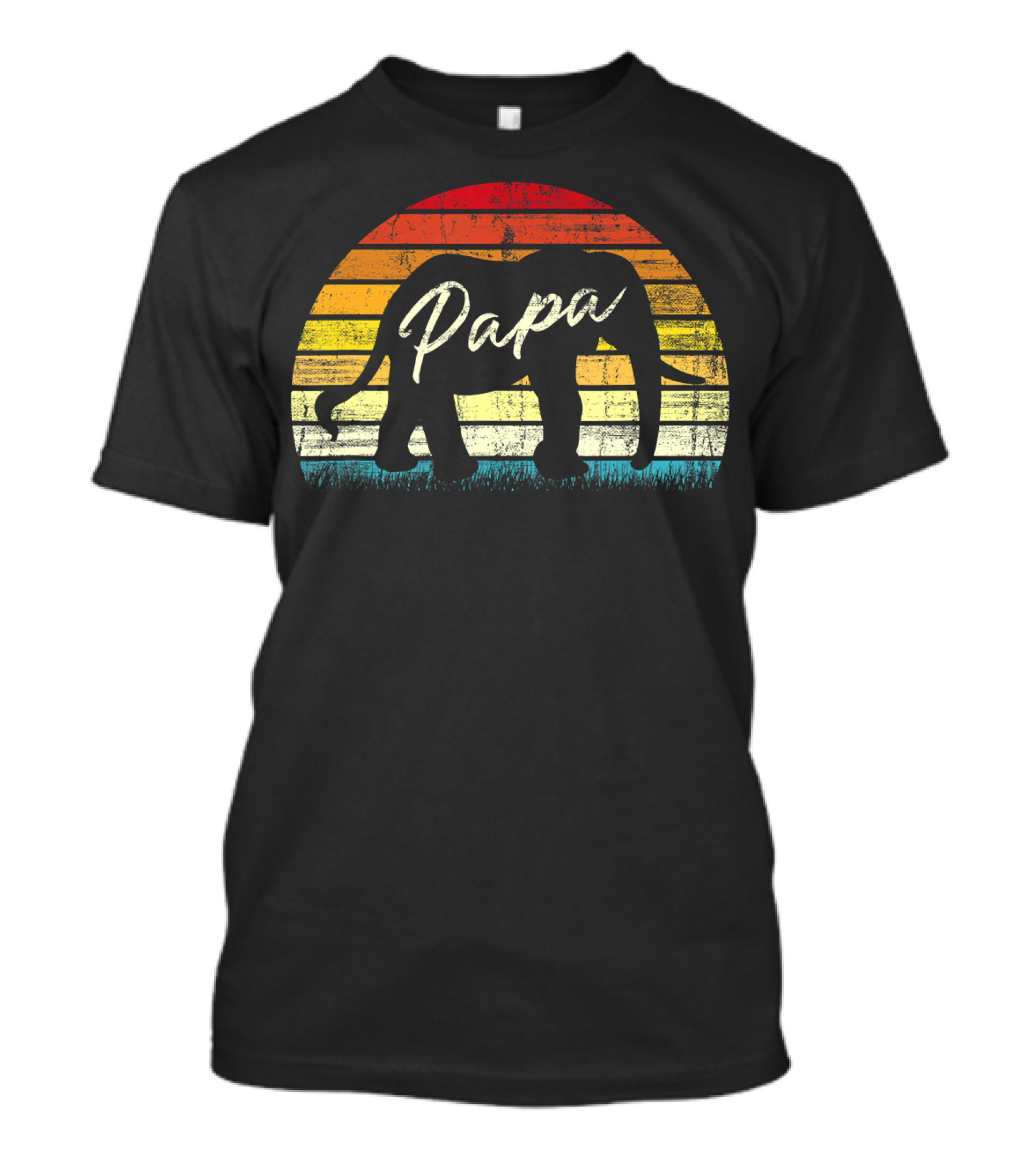 Vintage Papa Elephant Africa Fathers T-Shirt