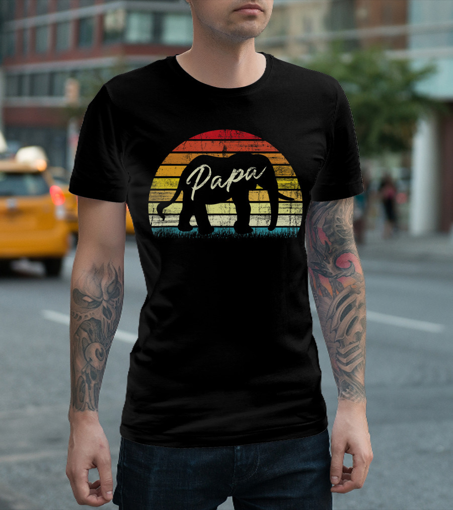 Vintage Papa Elephant Africa Fathers T-Shirt