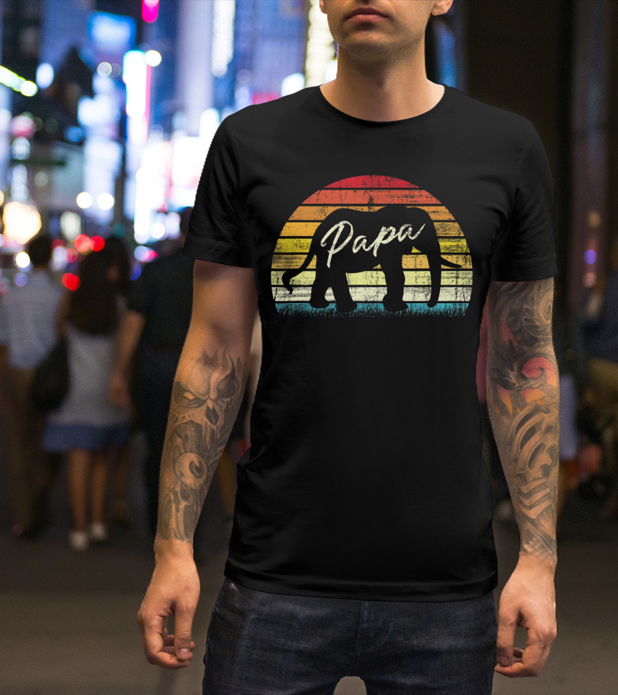 Vintage Papa Elephant Africa Fathers T-Shirt