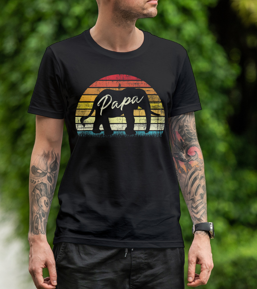 Vintage Papa Elephant Africa Fathers T-Shirt