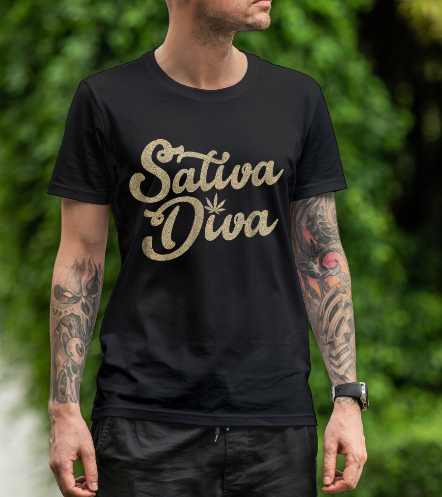 Vintage Sativa Diva Ladies Designer Mar Iconic Cannabis T-Shirt