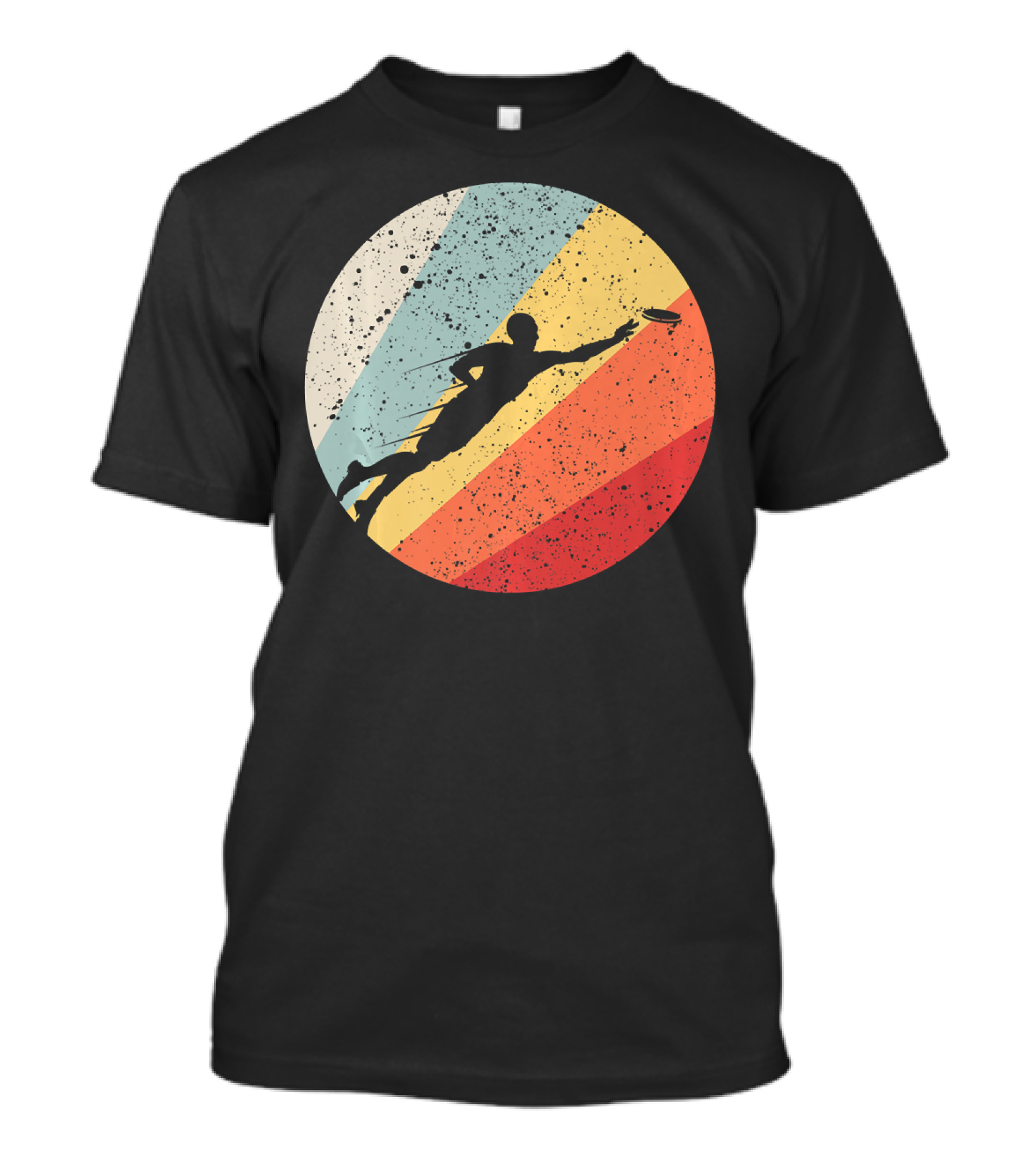Vintage Ultimate Frisbee Retro Rainbow Silhouette Circle T-Shirt