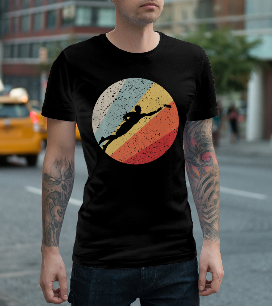Vintage Ultimate Frisbee Retro Rainbow Silhouette Circle T-Shirt