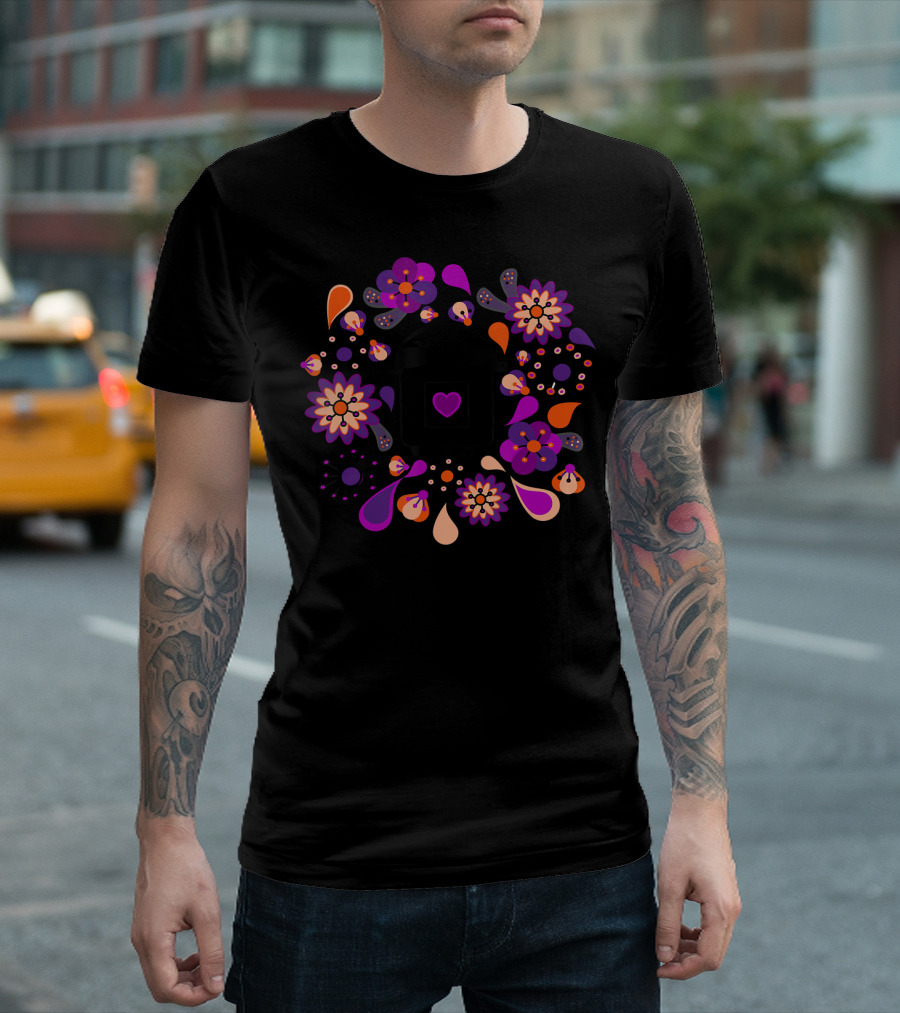 Floral Whimsical Instant Pressure Cooker Heart Motif T-Shirt