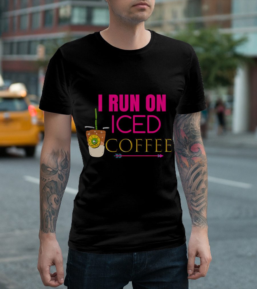 I Run On Iced Coffee Cup Arrow T-Shirt