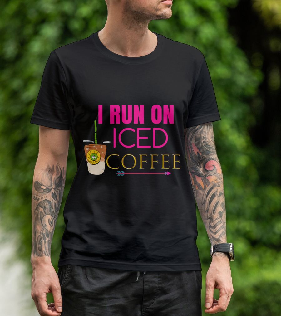 I Run On Iced Coffee Cup Arrow T-Shirt