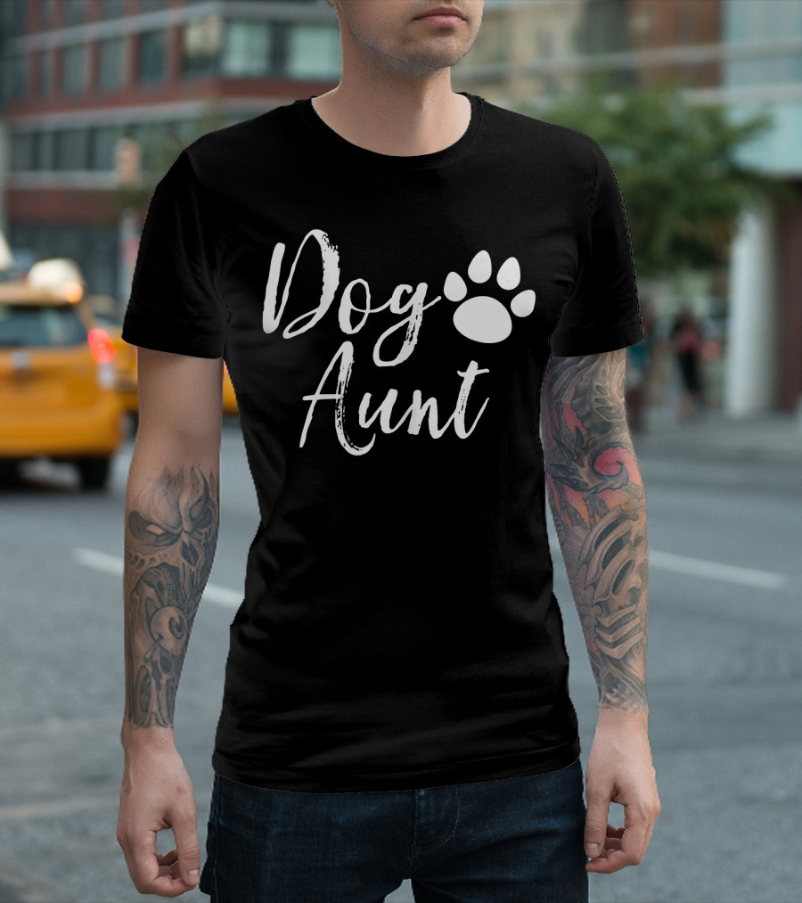 Dog Aunt Paw Print Funny Auntie T-Shirt