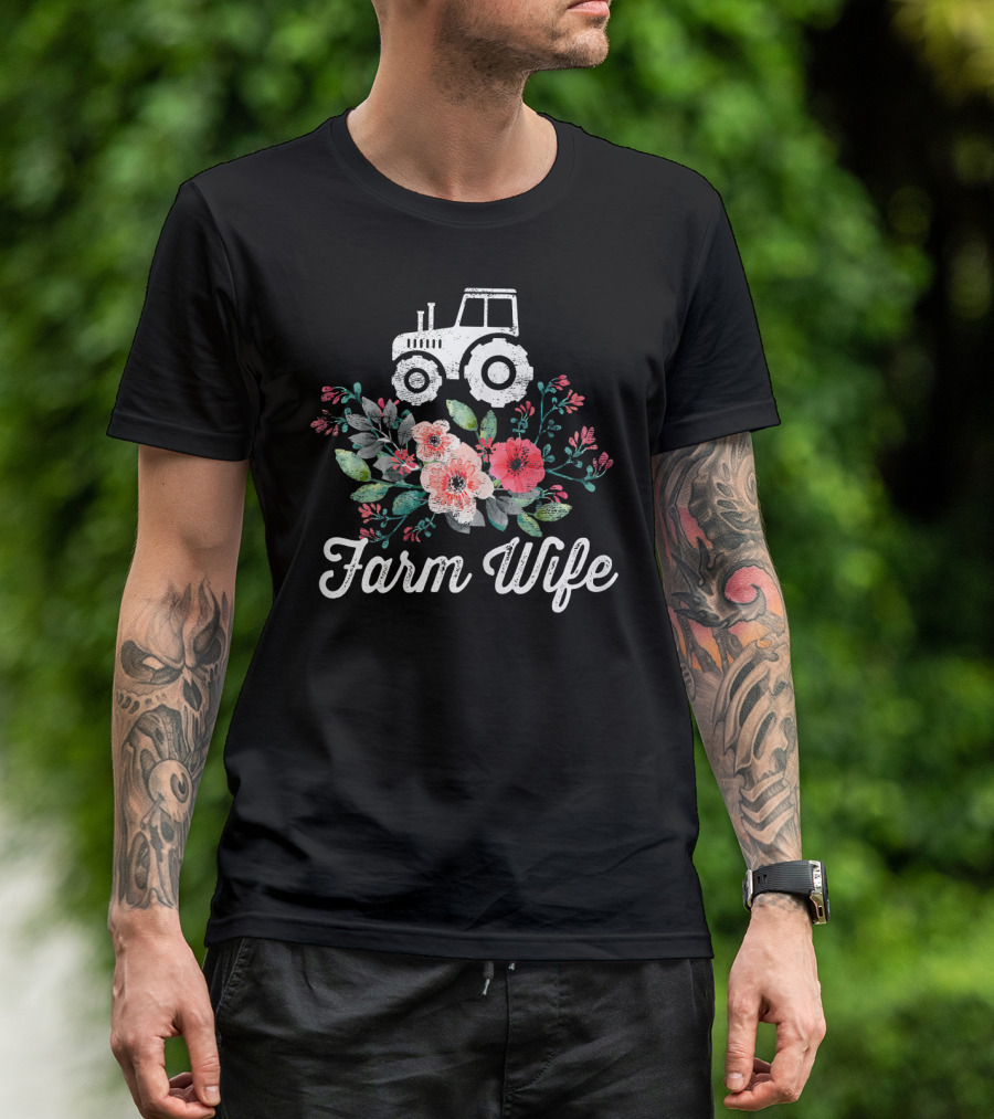 Farm Wife Floral Tractor T-Shirt