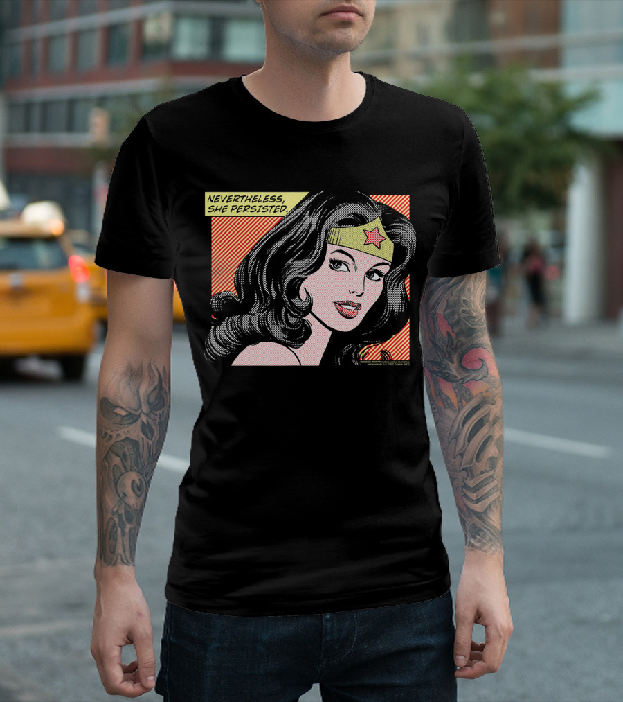 Wonder Woman Nevertheless She Persisted Retro Comic T-Shirt