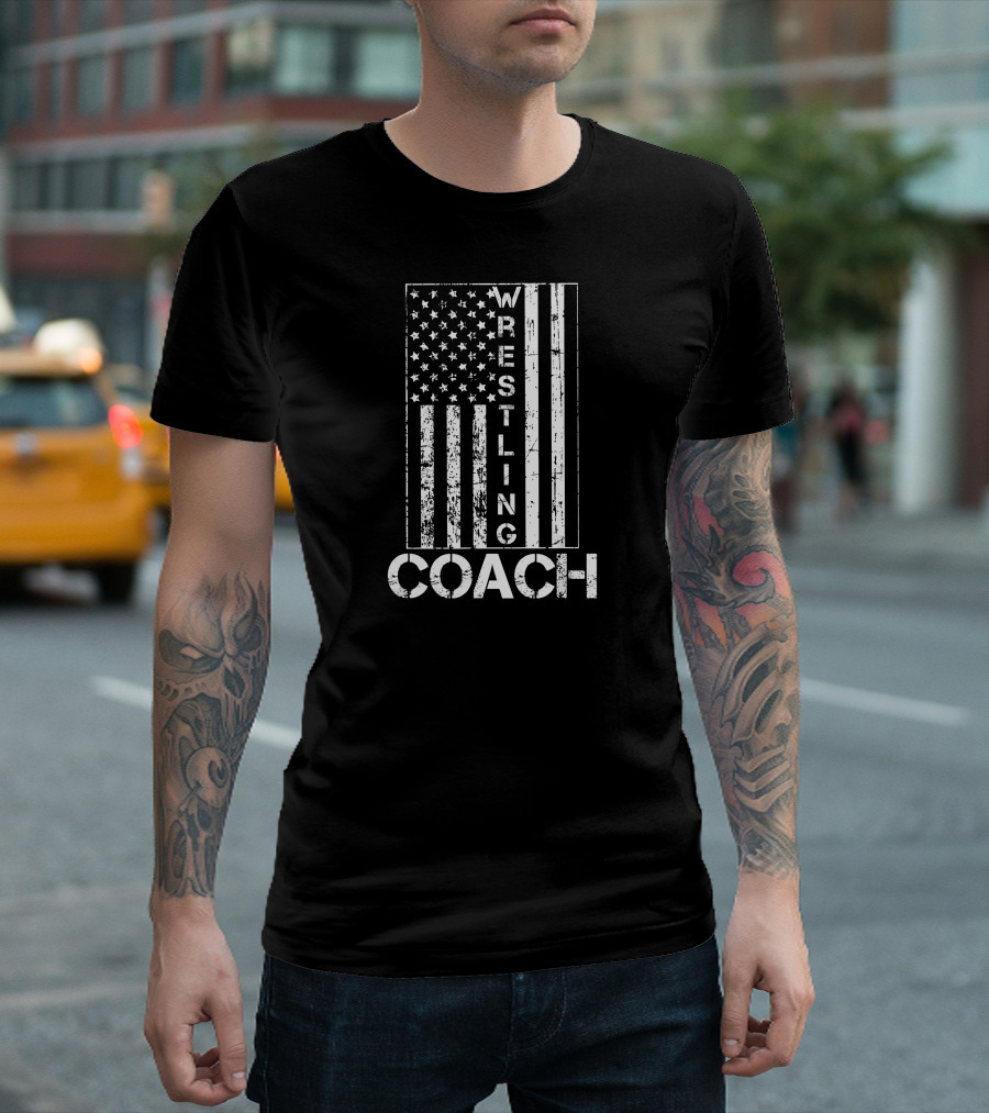 Patriotic Wrestling Coach American Flag 4th Of July T-Shirt
