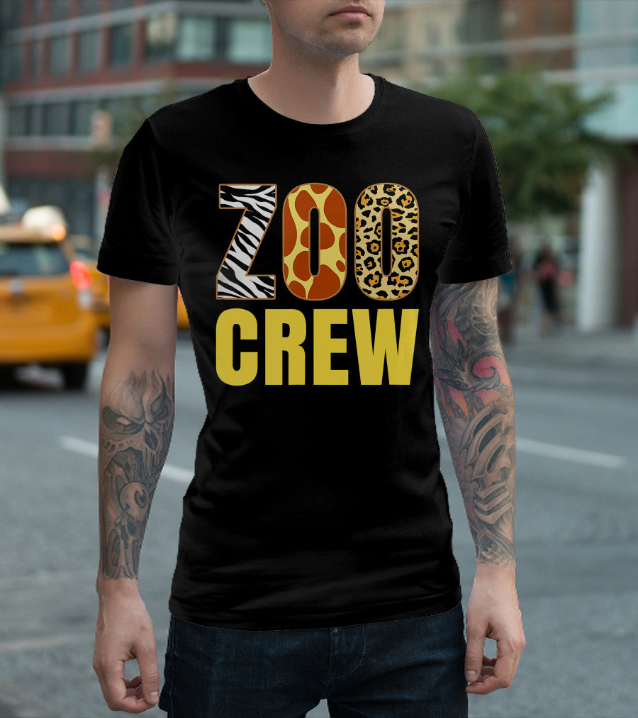 Zoo Crew Animal Print Zebra Giraffe Leopard Adults Zoo T-Shirt