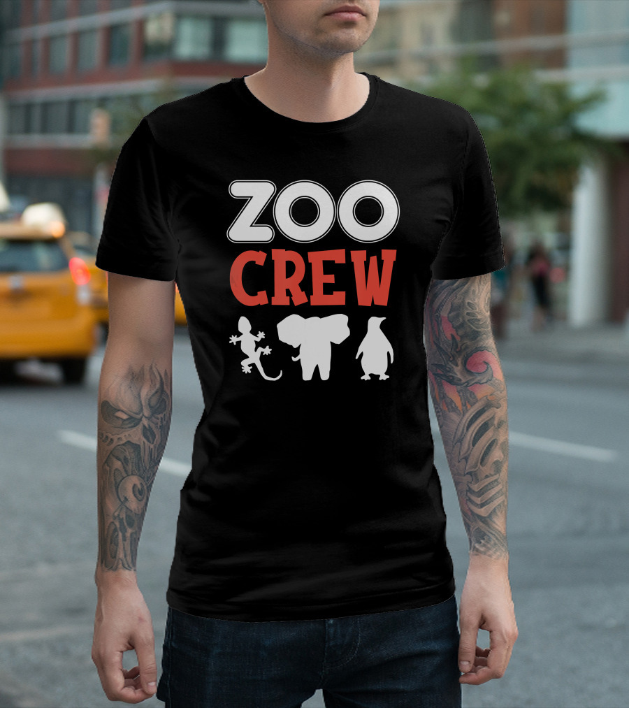 Zoo Crew Gecko Elephant Penguin Icons T-Shirt