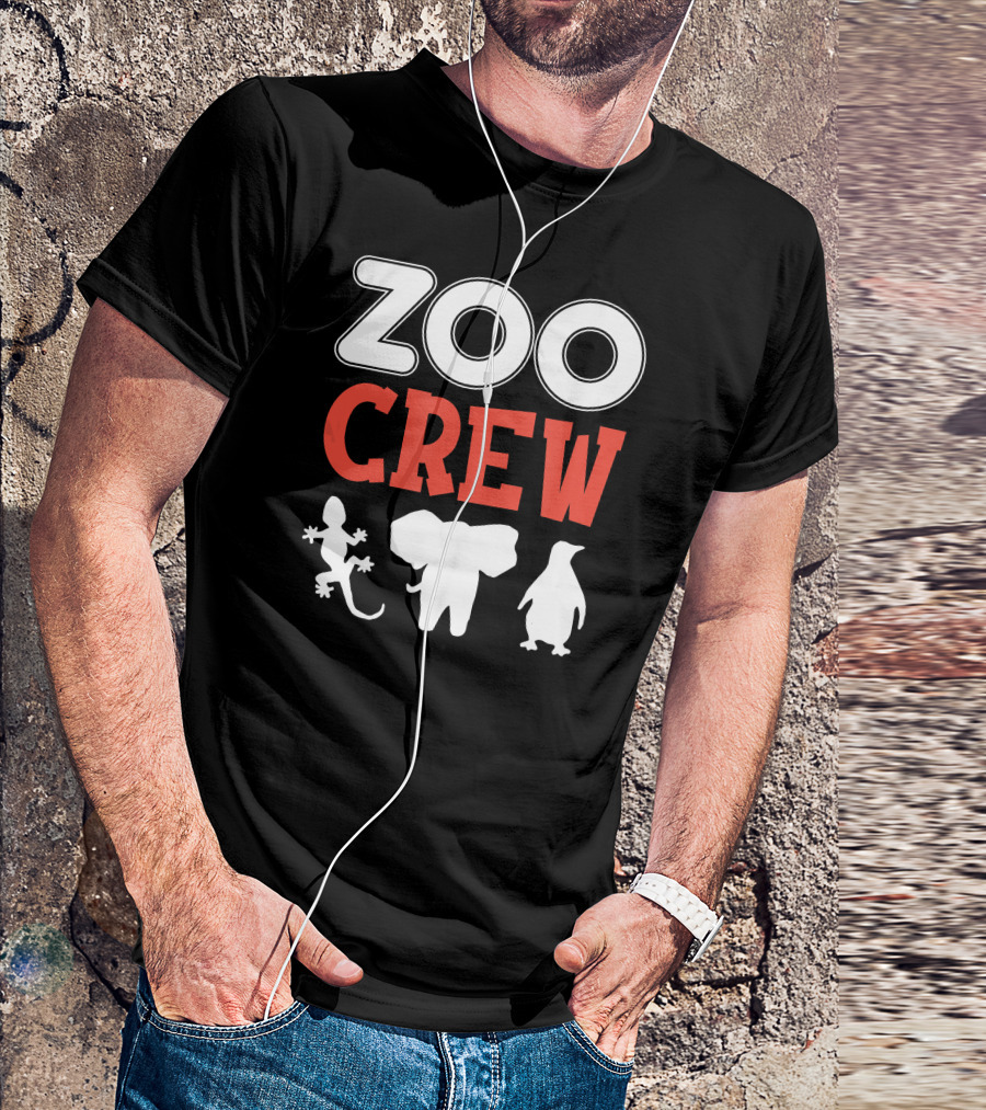 Zoo Crew Gecko Elephant Penguin Icons T-Shirt