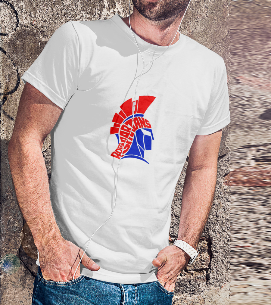Robo Spartans Logo Red And Blue Spartan Helmet T-Shirt
