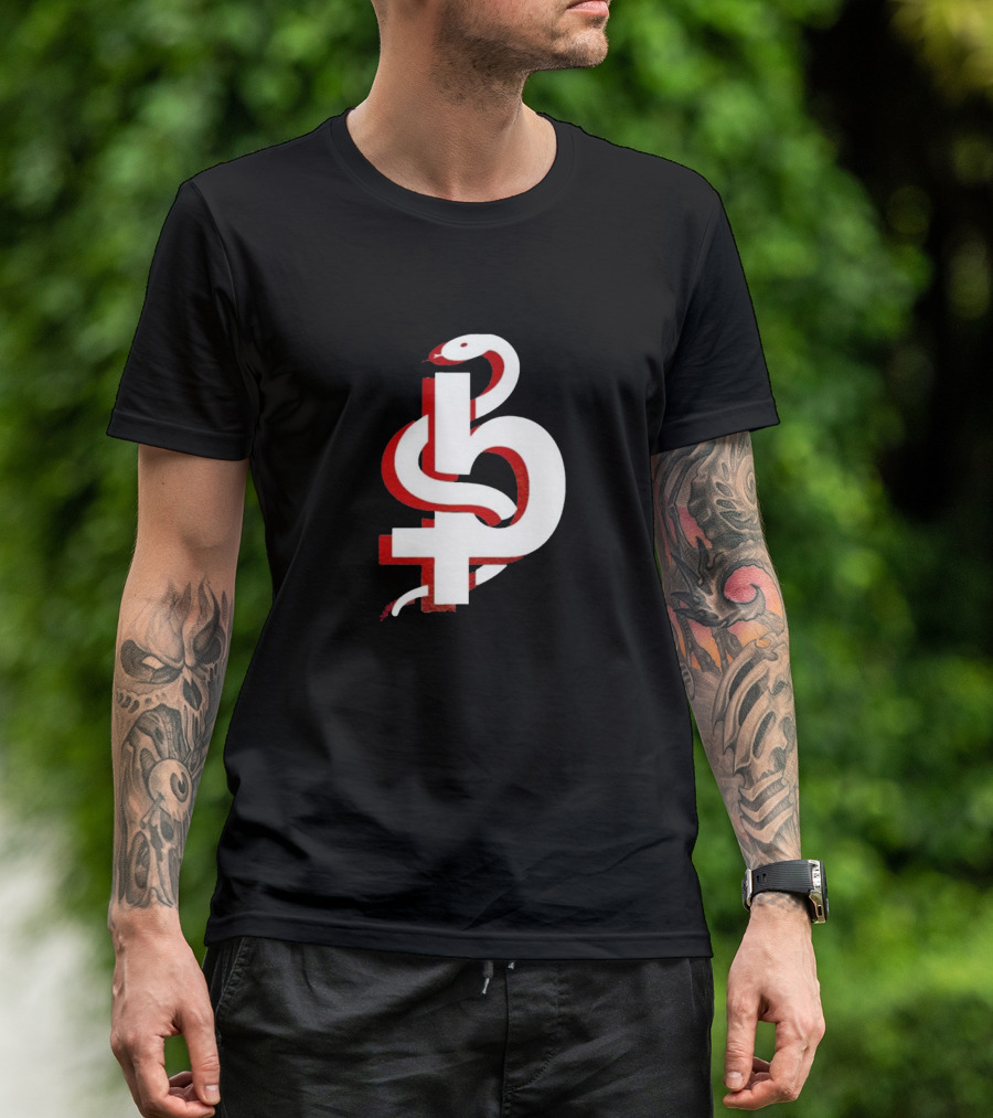 Blackbear Snake Symbol Icon With Red And White T-Shirt