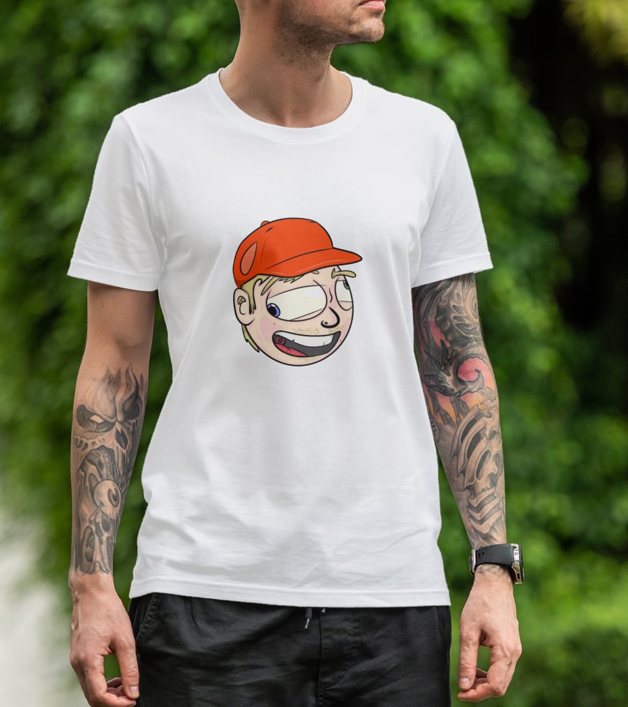 Gus Johnson Cartoon Style Red Cap Face T-Shirt