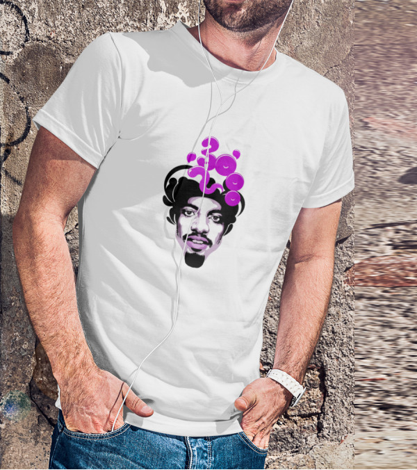 Andre 3000 Face Graphic With Purple Bubble Numbers T-Shirt