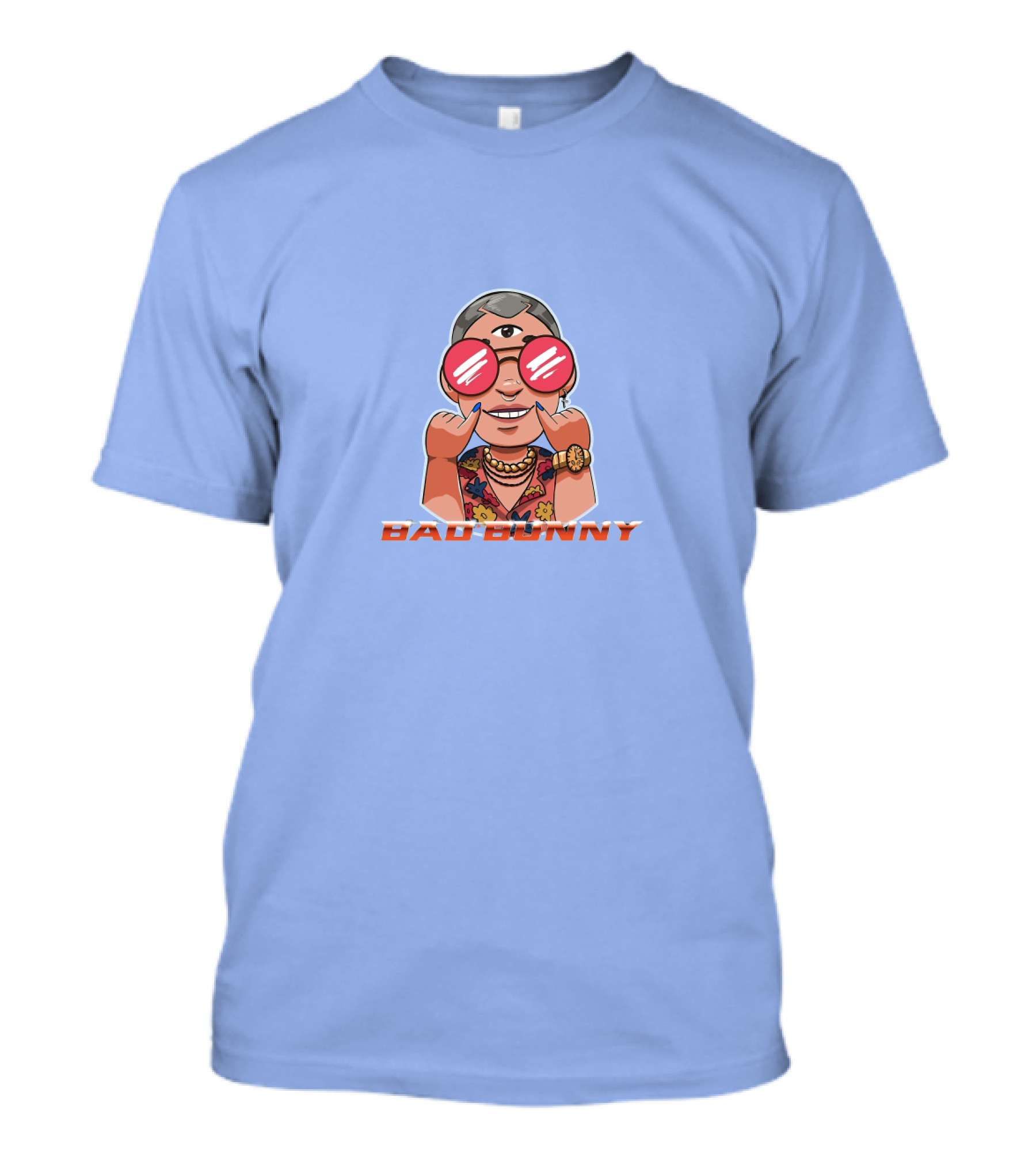 YHLQMDLG Bad Bunny Cartoon With Third Eye And Sunglasses T-Shirt