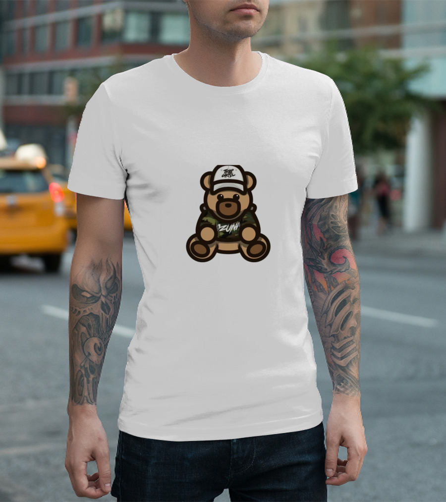 Ozuna Teddy Bear Wearing Camo Outfit and Trippy Gang Cap T-Shirt