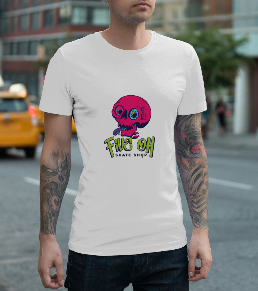 Five Oh Skate Shop Neon Skull Donut T-Shirt