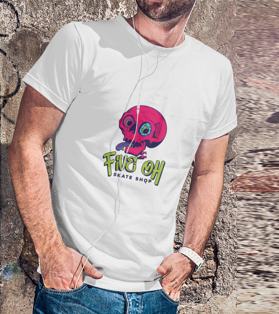 Five Oh Skate Shop Neon Skull Donut T-Shirt