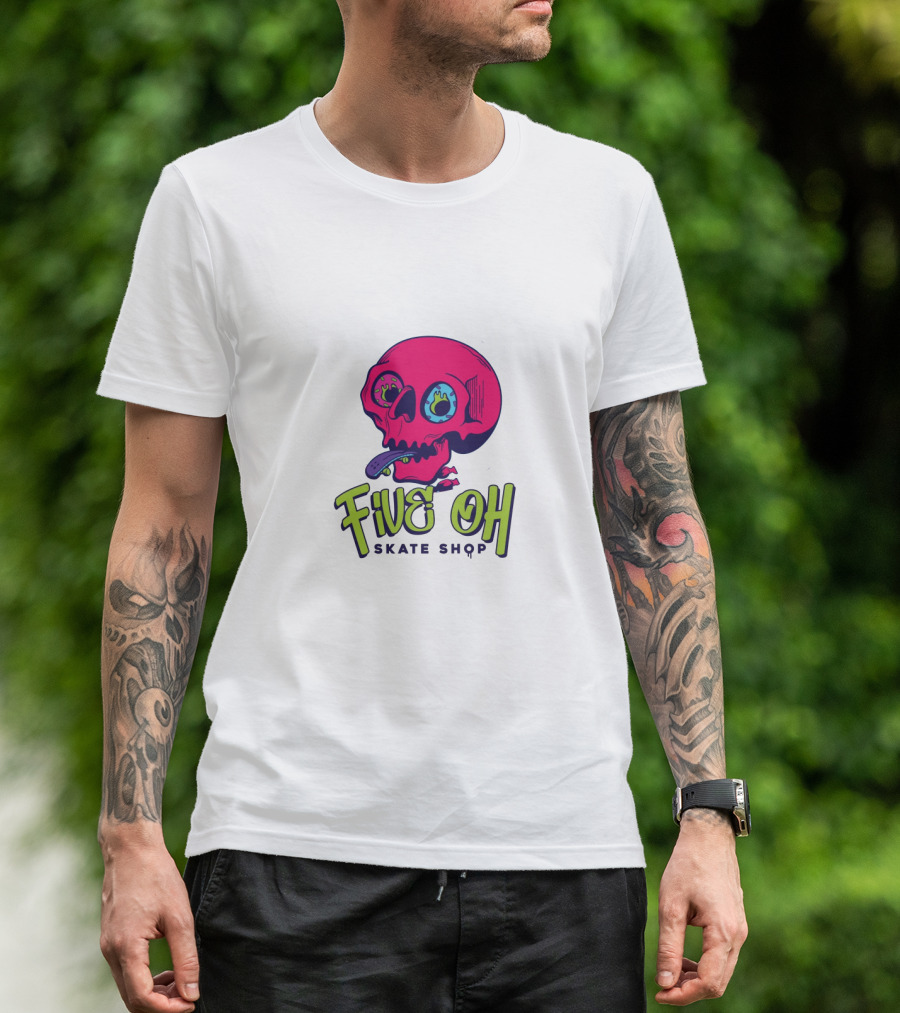 Five Oh Skate Shop Neon Skull Donut T-Shirt