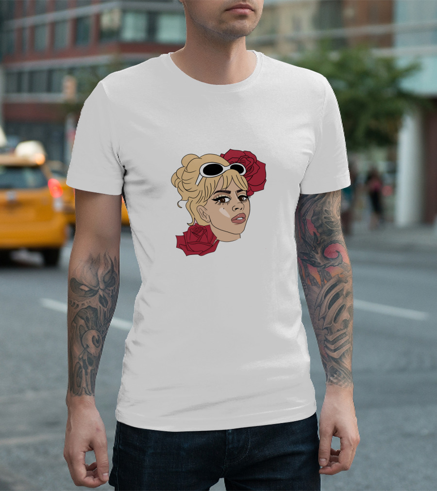 kali uchis blonde sunglasses red roses T-Shirt