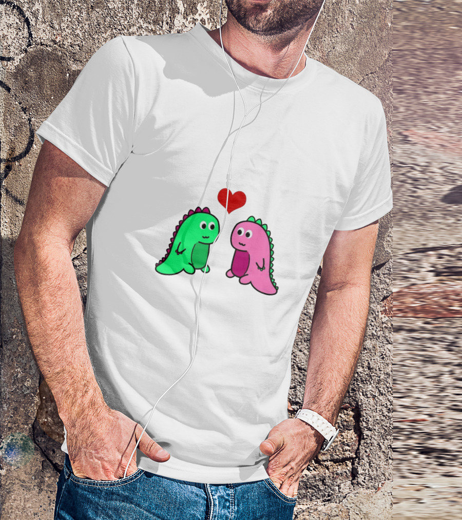 LaurDIY Green And Pink Dinosaur Heart T-Shirt