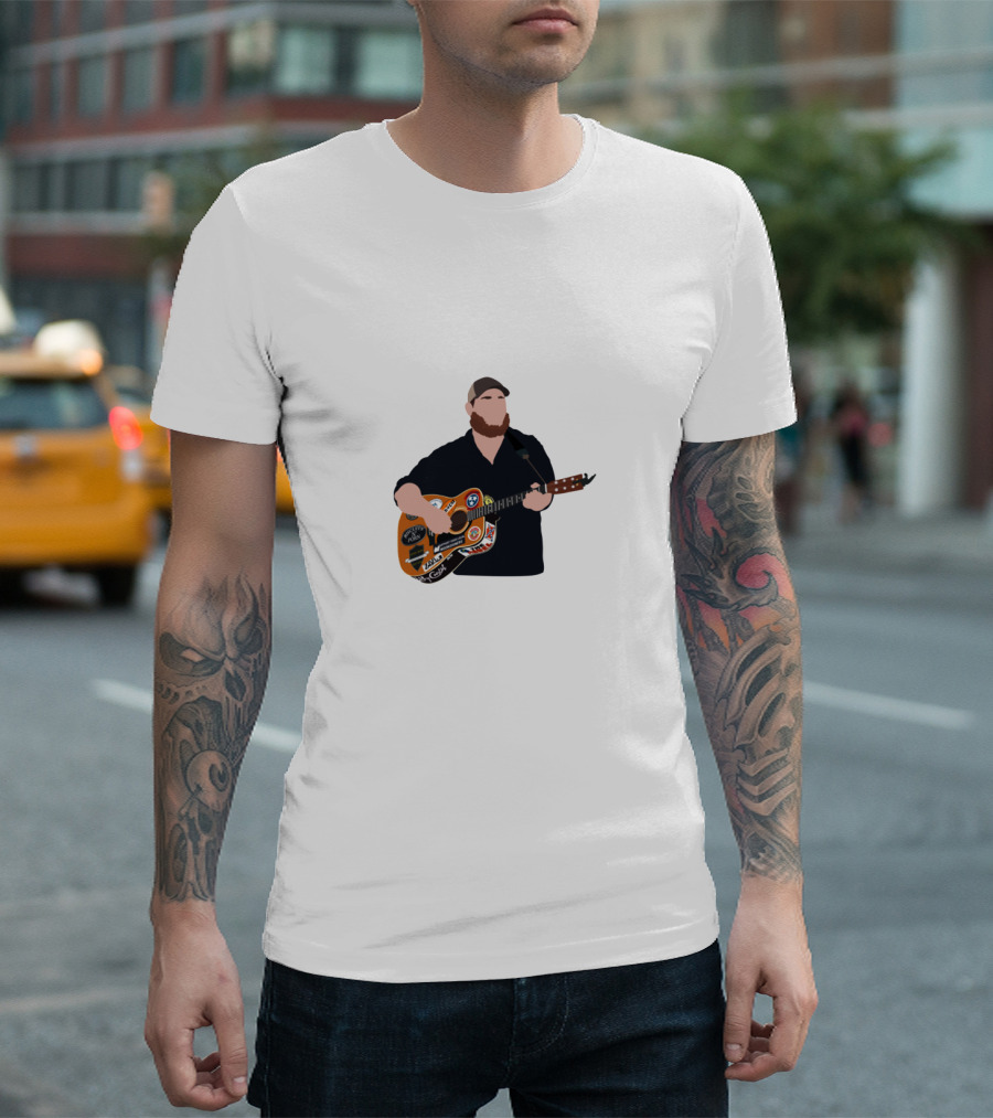 Luke Combs Playing Guitar with Stickers T-Shirt