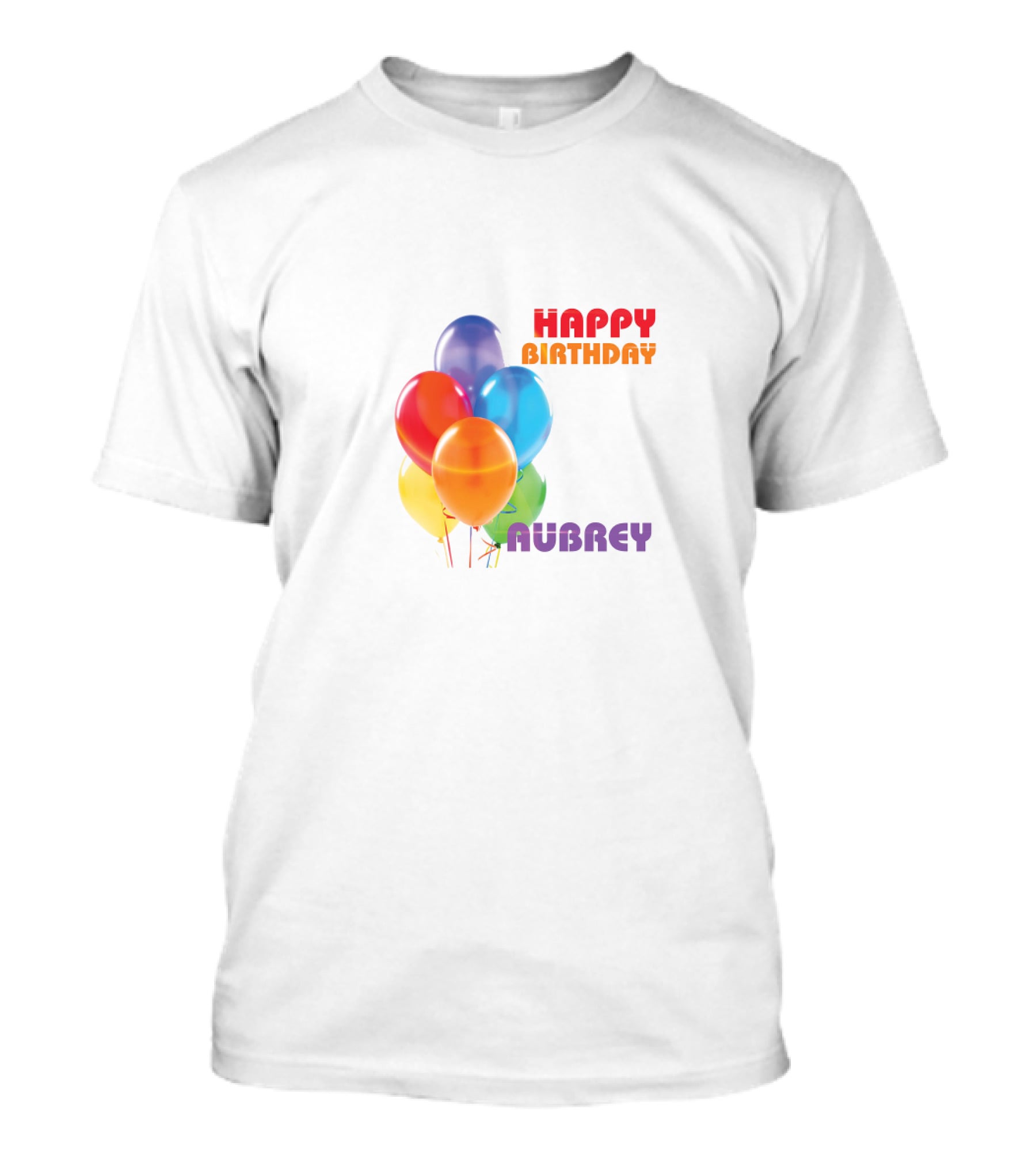 HAPPY BIRTHDAY AUBREY COLORFUL BALLOONS T-Shirt