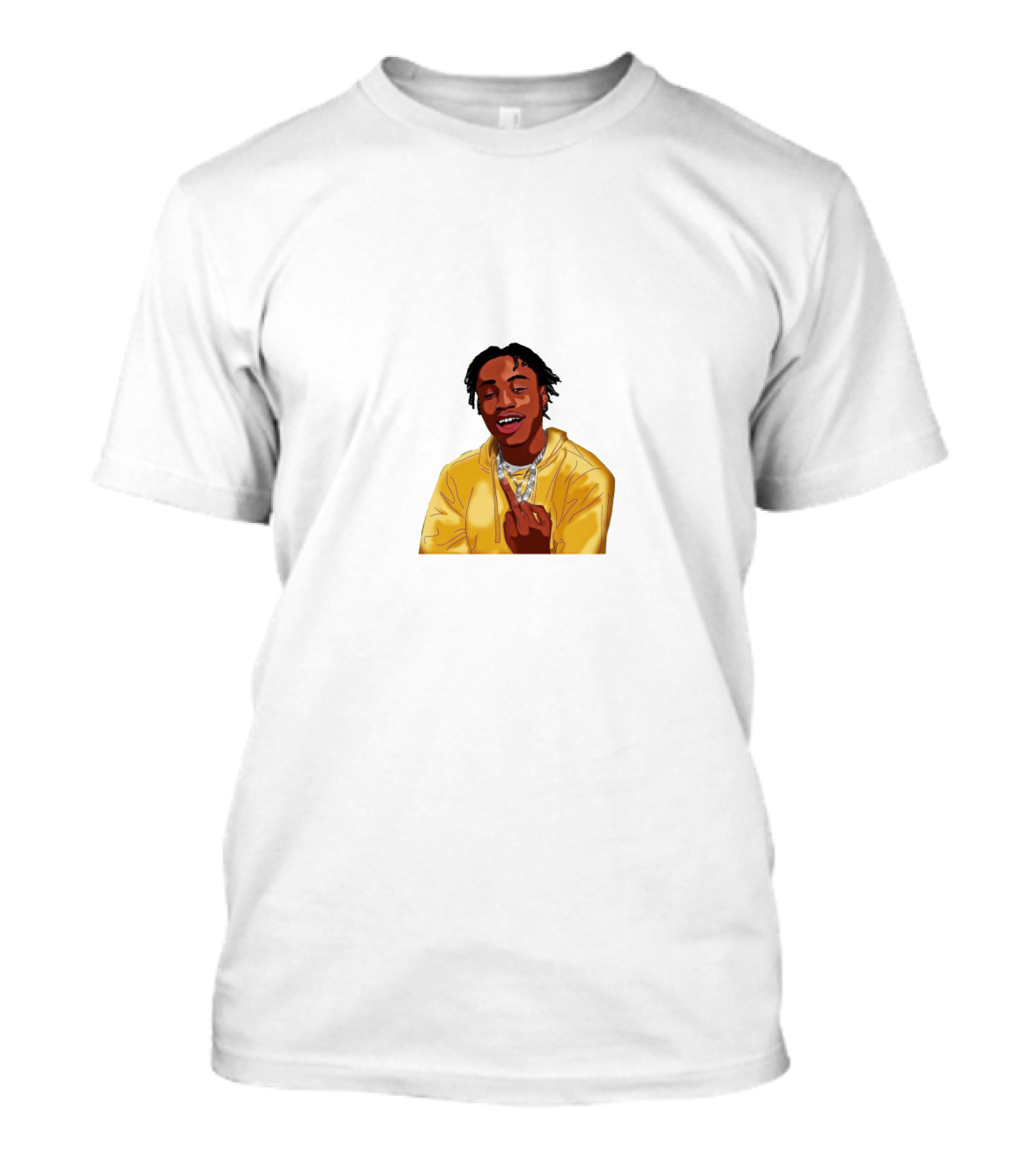 Lil Tjay Yellow Jacket Cartoon Pose T-Shirt