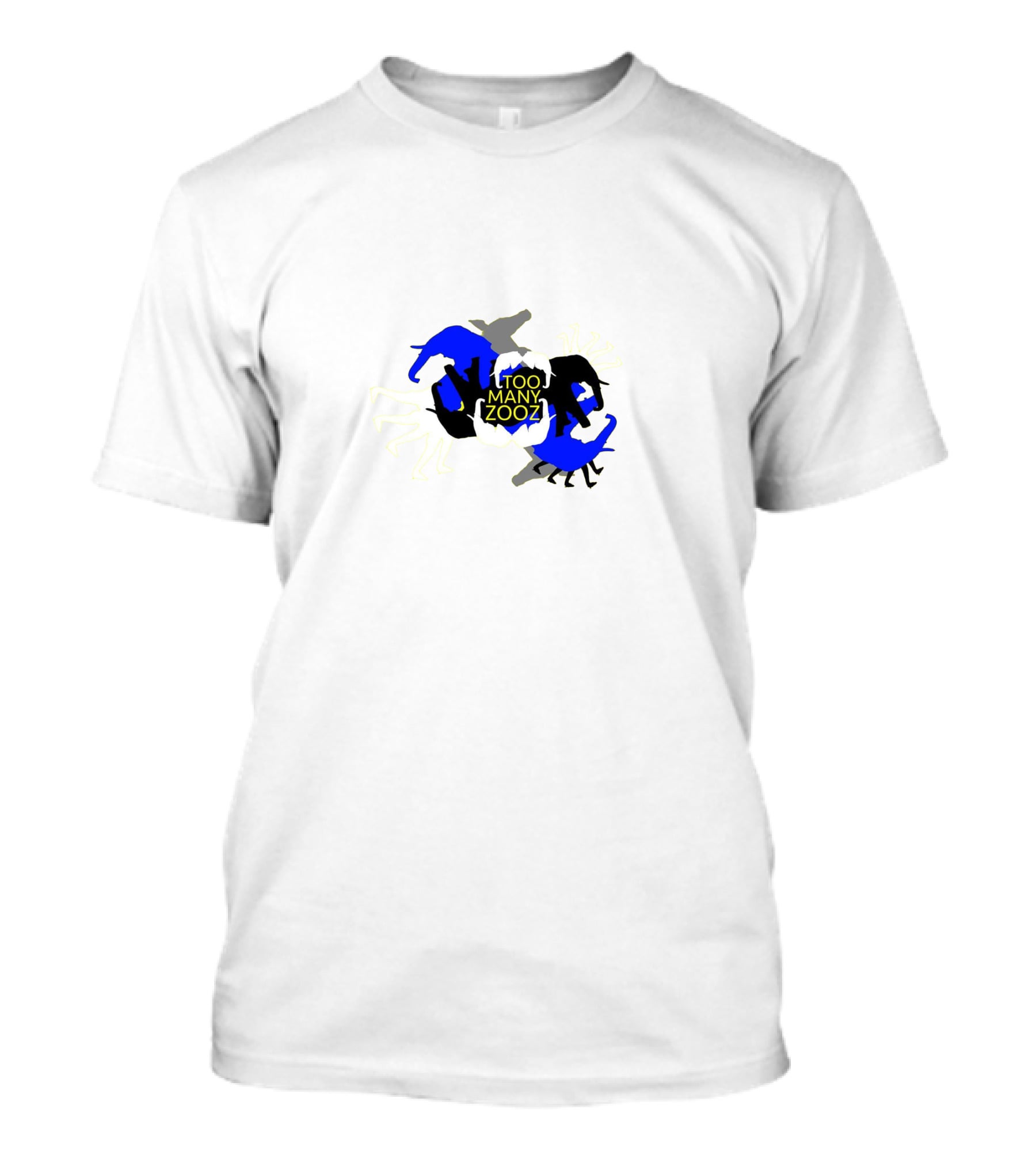 Too Many Zooz Animal Silhouettes In Blue And Black T-Shirt