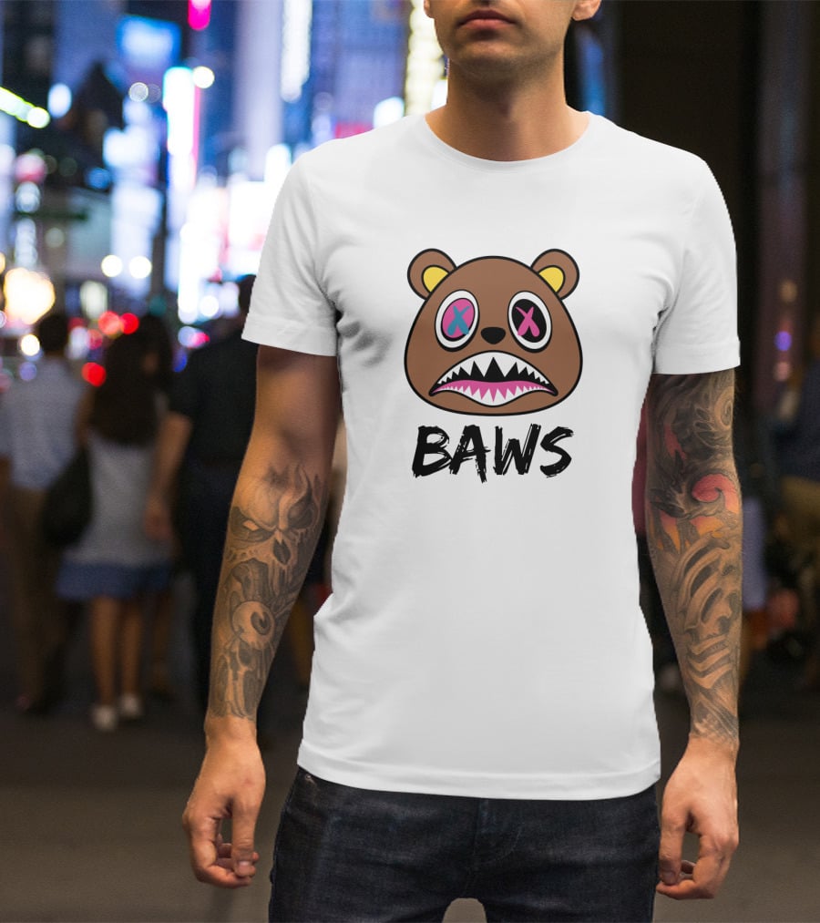 BAWS Pink And Blue Cross-Eyed Bear T-Shirt