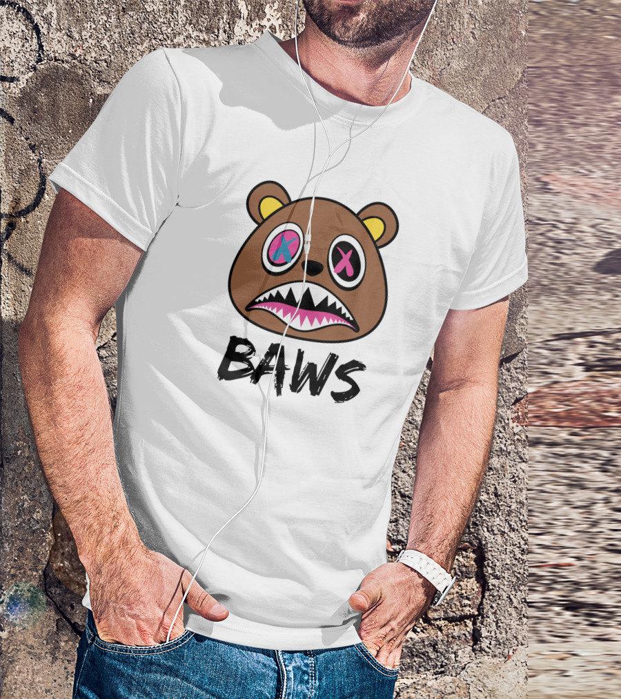 BAWS Pink And Blue Cross-Eyed Bear T-Shirt