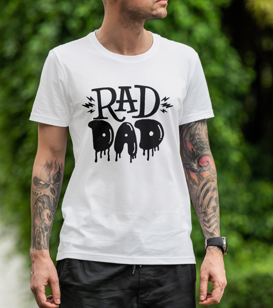 RAD DAD Dripping Letters With Lightning Bolts T-Shirt