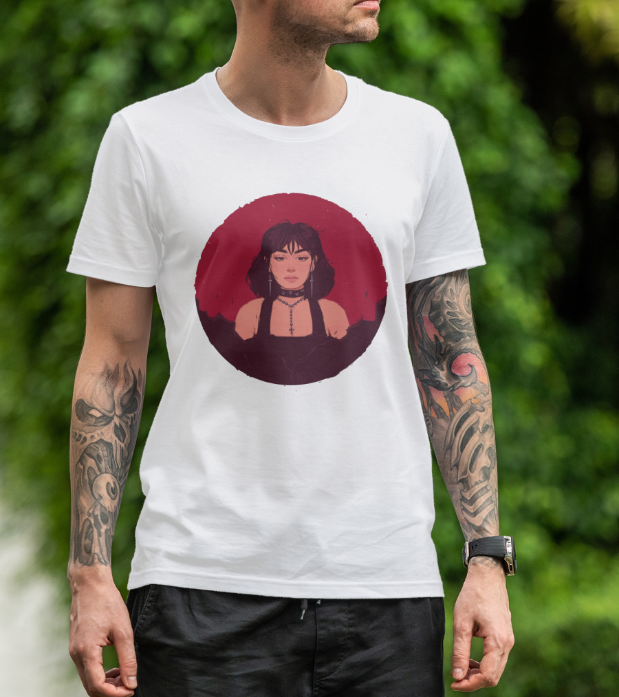 XCX Gothic Style Portrait With Cross Accessories T-Shirt