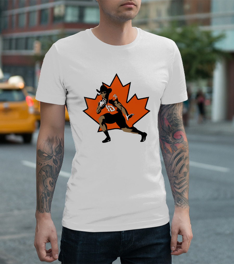 Chuba Hubbard Cowboy Football Player Maple Leaf T-Shirt