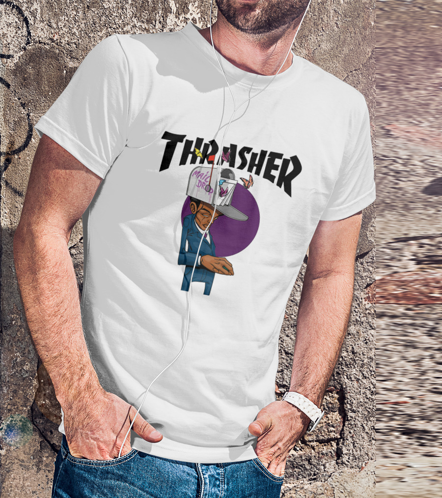 THRASHER Mail Drop Cartoon Character With Butterflies T-Shirt