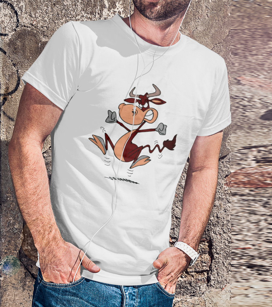 CowFartt Cartoon Jumping Angry Bull T-Shirt