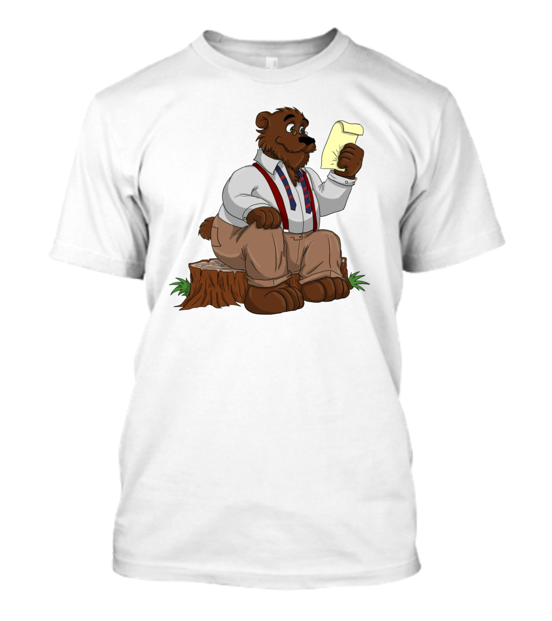 Papa Bear Reading Note Iconic Cartoon T-Shirt