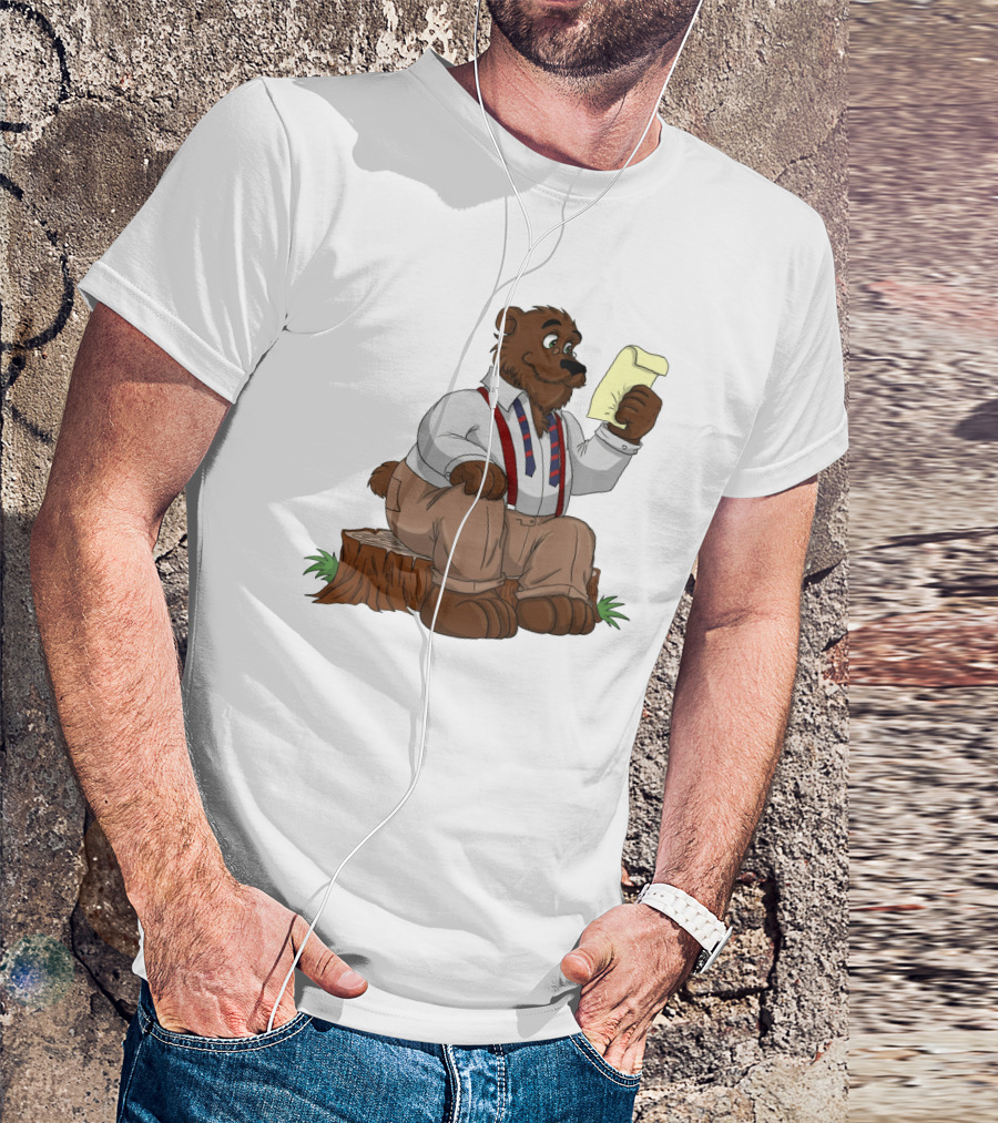 Papa Bear Reading Note Iconic Cartoon T-Shirt