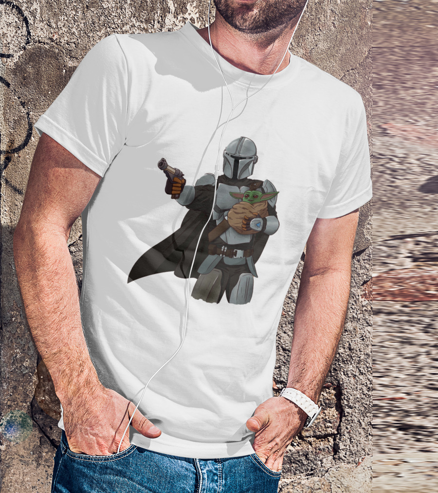 Dadalorian Star Warrior Protector With Child Alien Sidekick T-Shirt