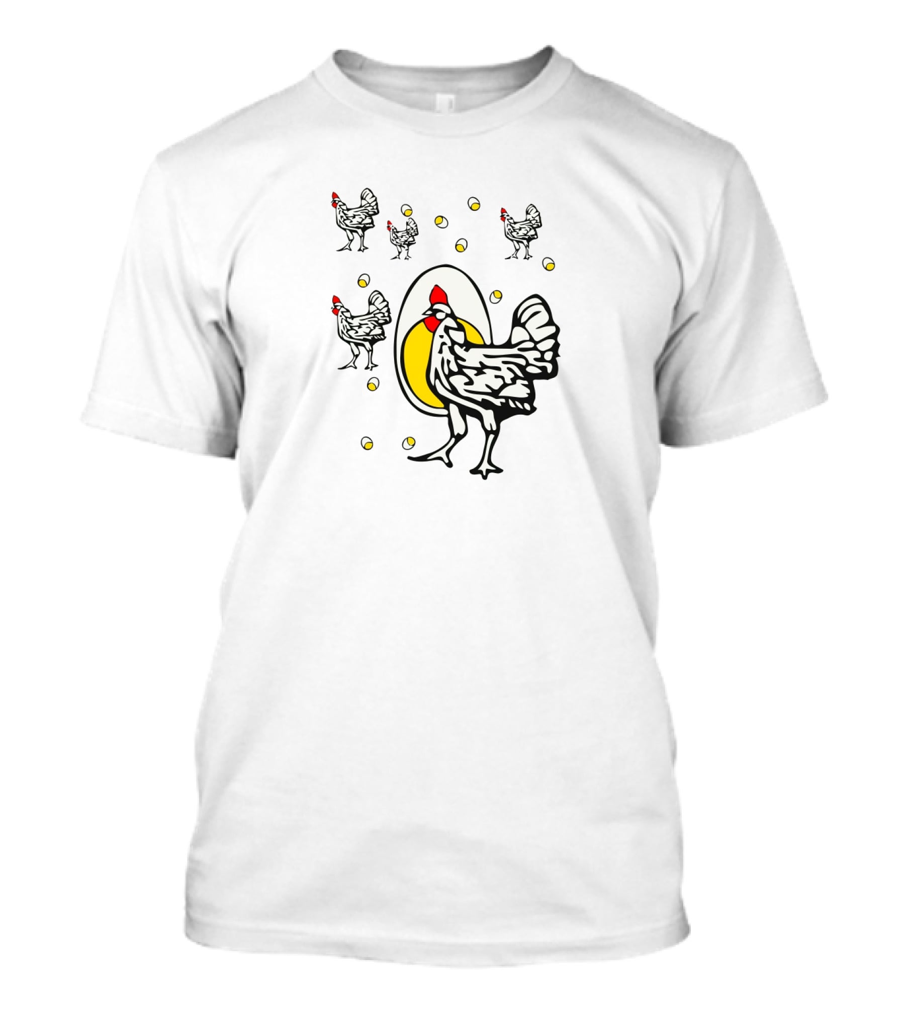 Roseanne Chicken Egg And Yellow Bubbles Motif T-Shirt