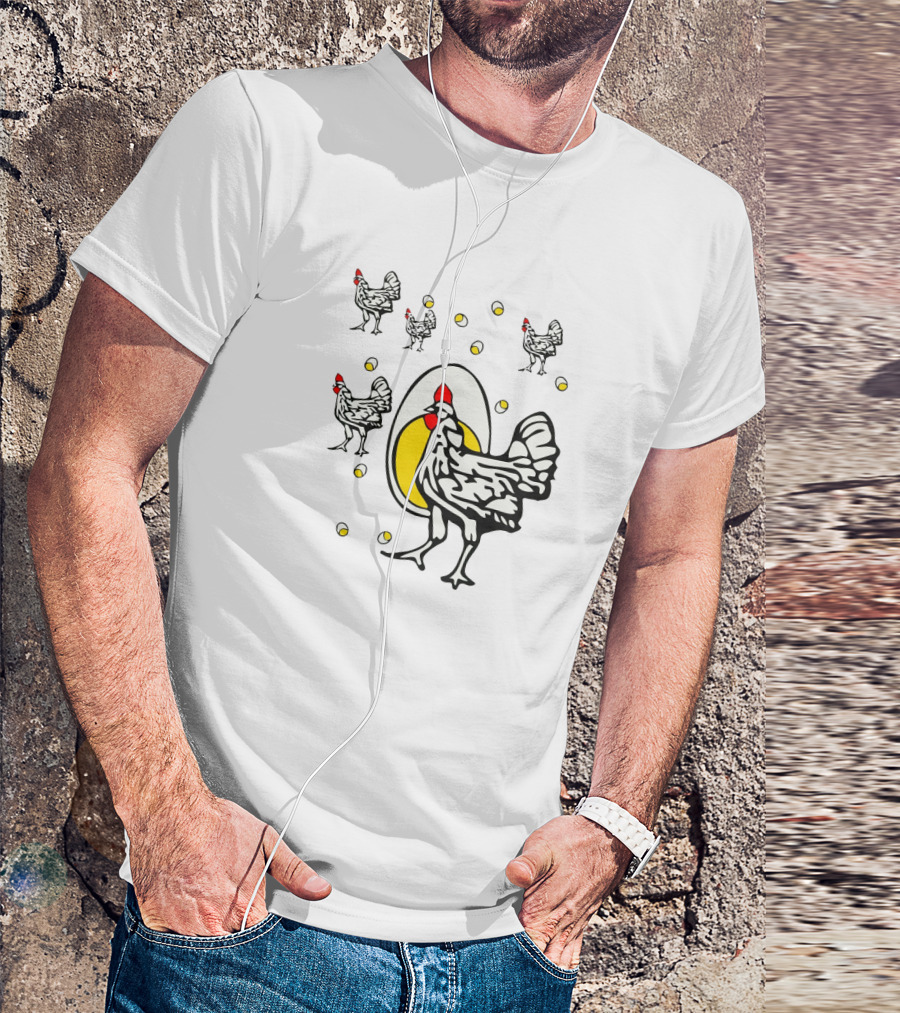 Roseanne Chicken Egg And Yellow Bubbles Motif T-Shirt