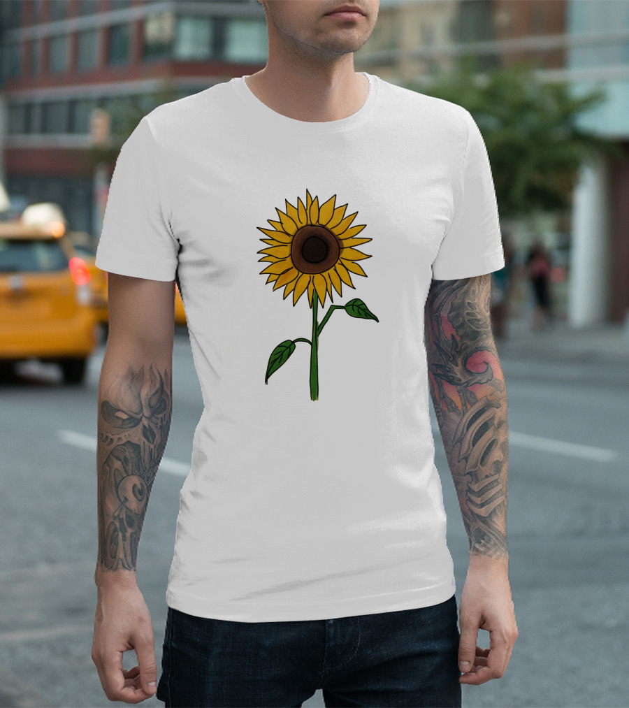 Sunflower Drawing Floral Botanical Nature T-Shirt